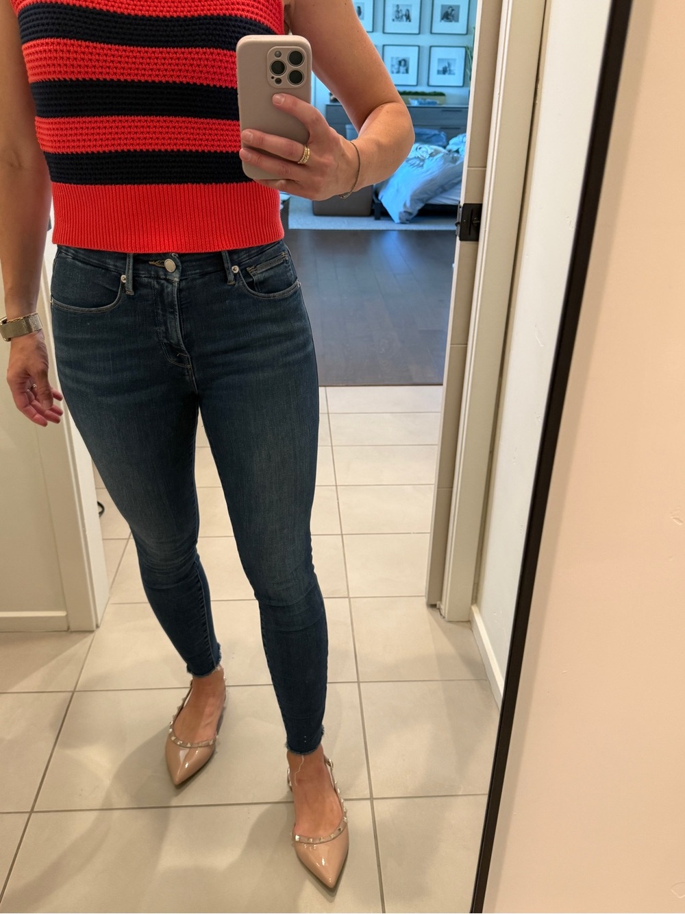 Good American Dark Indigo High-Rise Skinny Jeans - Size 26 - Good Waist Crop